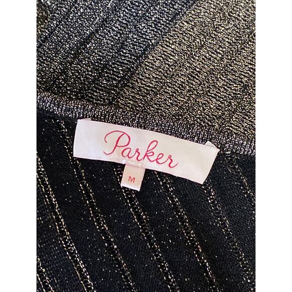 Parker Multicolor Metallic Colorblock Ribbed One Shoulder Mini A-Line Dress Sz M - Picture 5 of 6